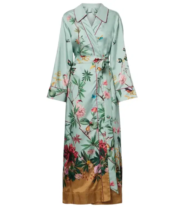La DoubleJ Midnight floral silk wrap dress