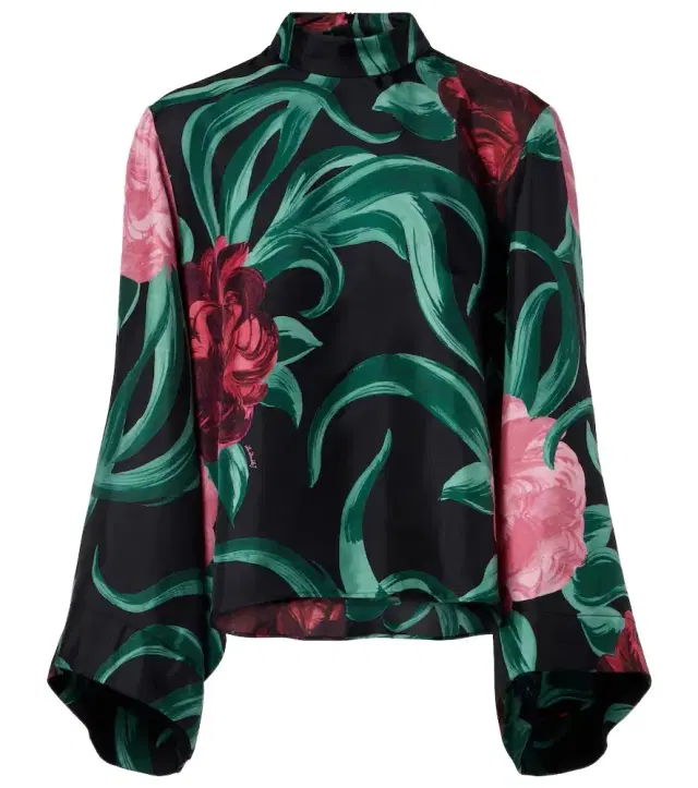 La DoubleJ Make An Exit floral silk twill top
