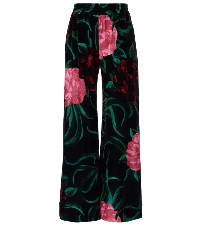 La DoubleJ Floral velvet palazzo pants