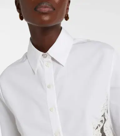 Versace Lace-trimmed cotton poplin shirt | Thumbnail 2 Versace Lace-trimmed cotton poplin shirt | Thumbnail 2