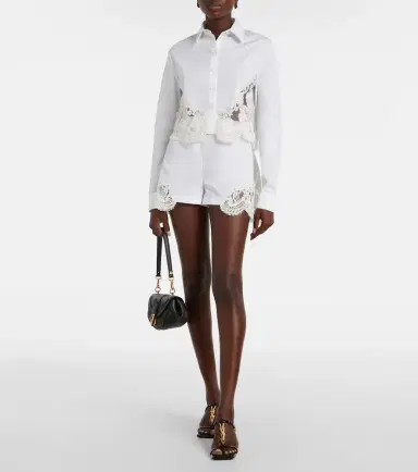 Versace Lace-trimmed cotton poplin shirt | Thumbnail 5 Versace Lace-trimmed cotton poplin shirt | Thumbnail 5