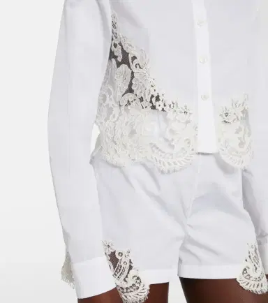 Versace Lace-trimmed cotton poplin shirt | Thumbnail 6 Versace Lace-trimmed cotton poplin shirt | Thumbnail 6