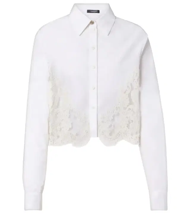 Versace Lace-trimmed cotton poplin shirt