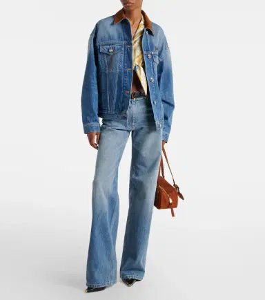 Versace Trucker suede-trimmed denim jacket | Thumbnail 2