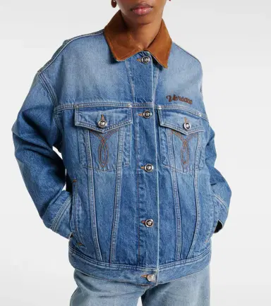 Versace Trucker suede-trimmed denim jacket | Thumbnail 4
