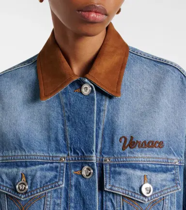 Versace Trucker suede-trimmed denim jacket | Thumbnail 5