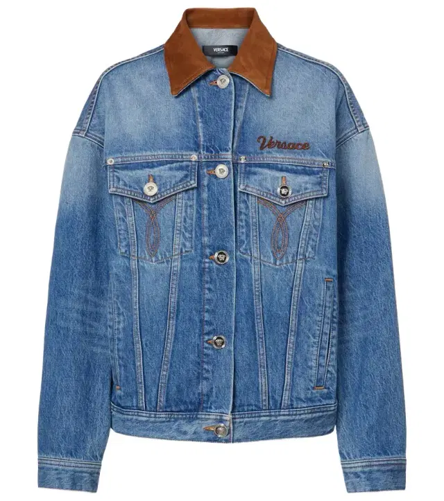 Versace Trucker suede-trimmed denim jacket