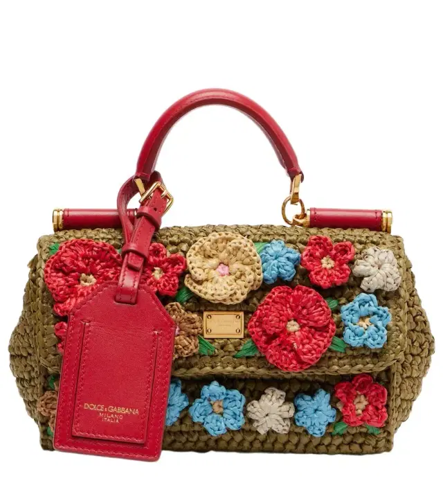 My Sicily Mini raffia-effect top-handle bag