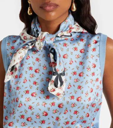 Dolce & Gabbana Floral silk twill scarf | Thumbnail 5