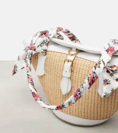 Dolce & Gabbana Capri Medium leather-trimmed raffia tote bag | Thumbnail 3