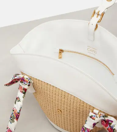 Dolce & Gabbana Capri Medium leather-trimmed raffia tote bag | Thumbnail 4