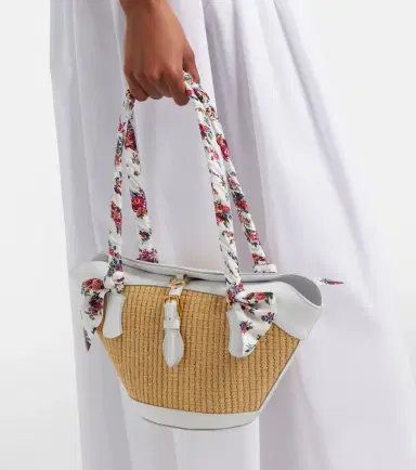 Dolce & Gabbana Capri Medium leather-trimmed raffia tote bag | Thumbnail 5