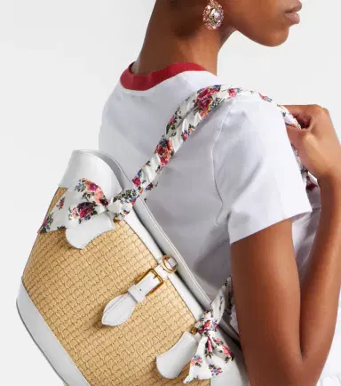 Dolce & Gabbana Capri Medium leather-trimmed raffia tote bag | Thumbnail 7
