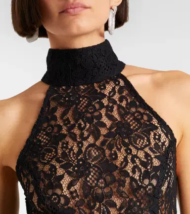 Rebecca Vallance Dixie draped halterneck lace and taffeta gown | Thumbnail 5