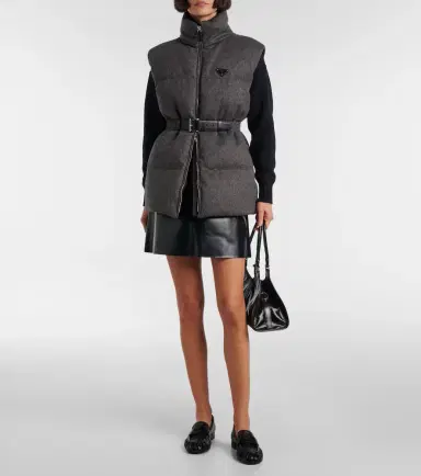 Prada Belted virgin wool down vest | Thumbnail 2