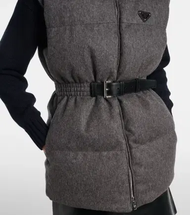 Prada Belted virgin wool down vest | Thumbnail 3