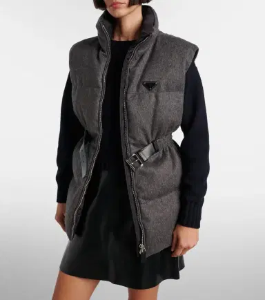 Prada Belted virgin wool down vest | Thumbnail 4