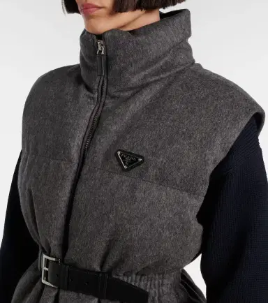 Prada Belted virgin wool down vest | Thumbnail 5
