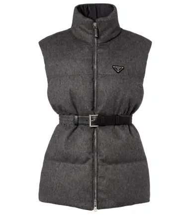 Prada Belted virgin wool down vest | Thumbnail 1