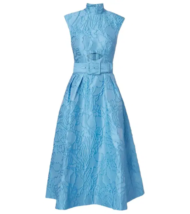 Aegir belted jacquard midi dress