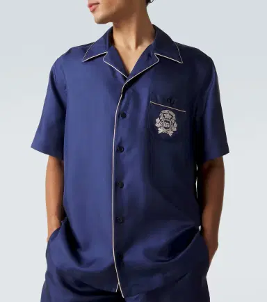 Dolce & Gabbana Logo silk satin bowling shirt | Thumbnail 4