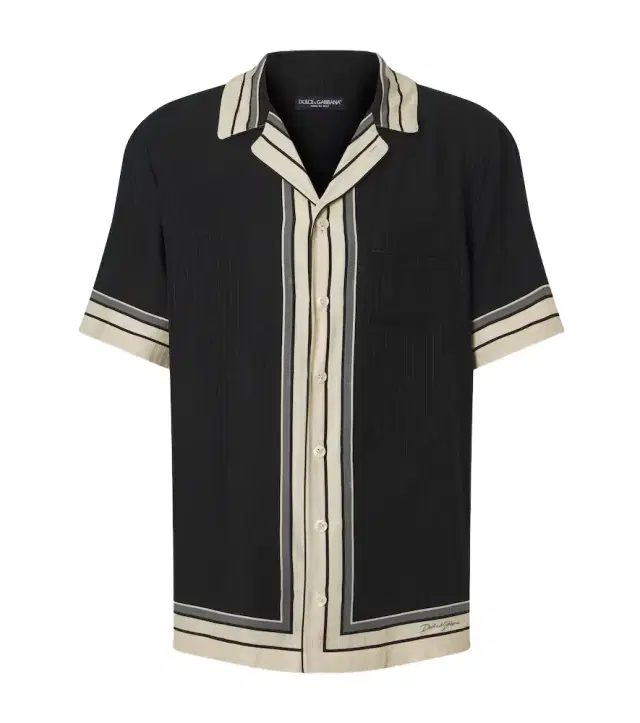 Striped silk bowling shirt