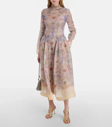 Zimmermann Rebellion linen and silk midi dress | Thumbnail 2 Zimmermann Rebellion linen and silk midi dress | Thumbnail 2