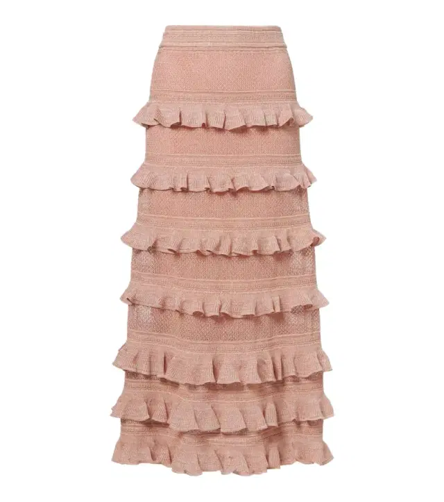 Rebellion ruffled lamé midi skirt