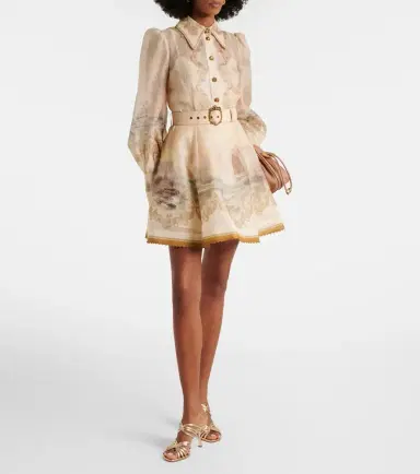 Zimmermann Rebellion Marine printed linen and silk minidress | Thumbnail 3