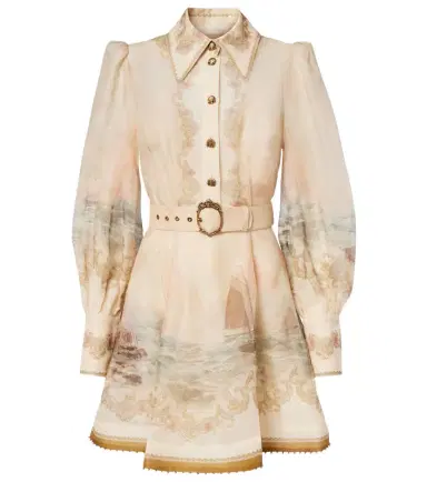 Zimmermann Rebellion Marine printed linen and silk minidress | Thumbnail 1