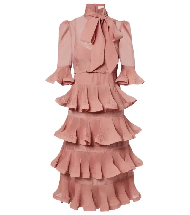 Tiered pleated midi dress