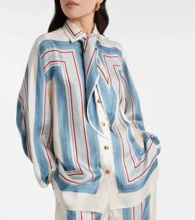 Zimmermann Striped scarf-detail silk shirt | Thumbnail 5 Zimmermann Striped scarf-detail silk shirt | Thumbnail 5
