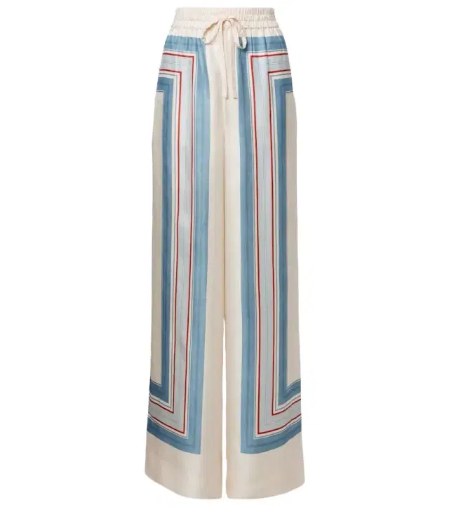 Striped silk palazzo pants