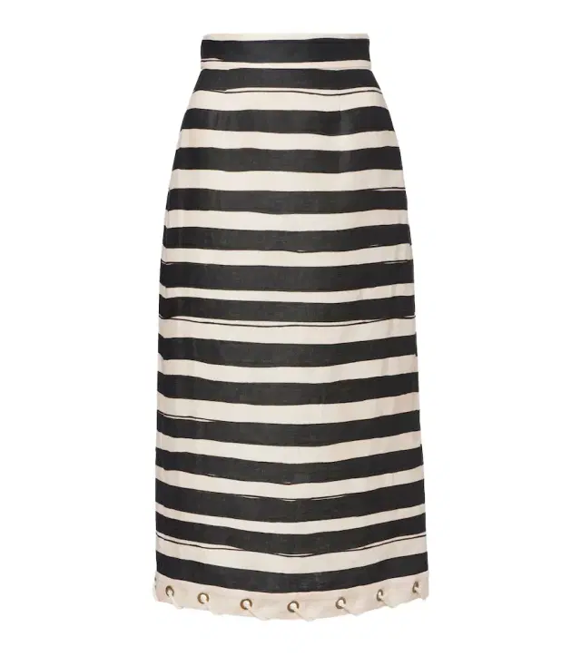 Zimmermann Rebellion striped linen midi skirt