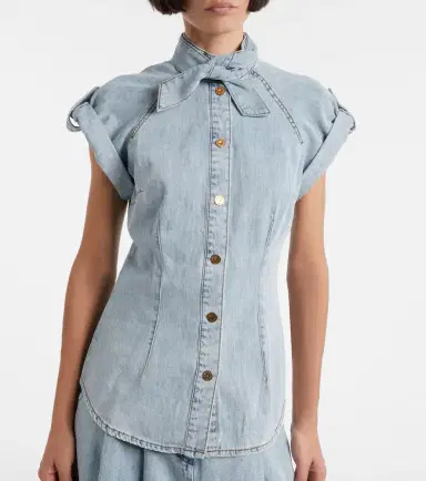 Zimmermann Tie-neck denim shirt | Thumbnail 3