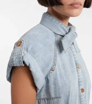 Zimmermann Tie-neck denim shirt | Thumbnail 5