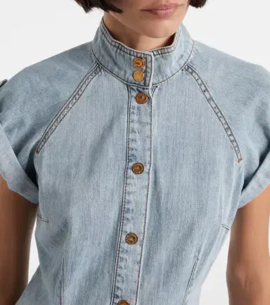 Zimmermann Tie-neck denim shirt | Thumbnail 6