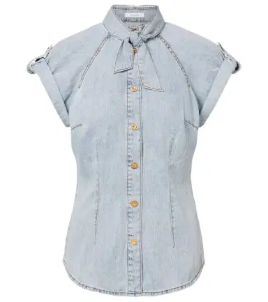 Zimmermann Tie-neck denim shirt | Thumbnail 1