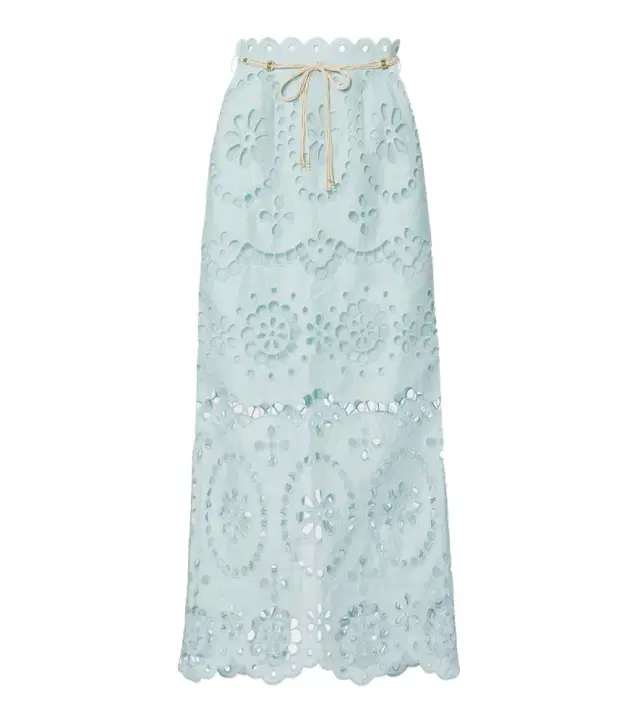 Zimmermann Awaken embroidered linen midi skirt