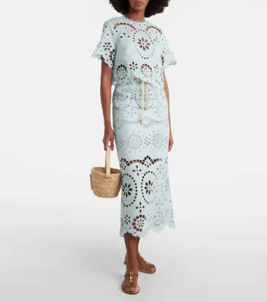 Zimmermann Awaken embroidered linen crop top | Thumbnail 2