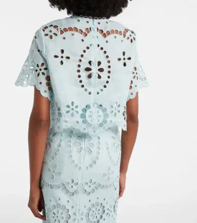 Zimmermann Awaken embroidered linen crop top | Thumbnail 3
