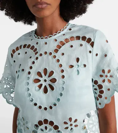 Zimmermann Awaken embroidered linen crop top | Thumbnail 5