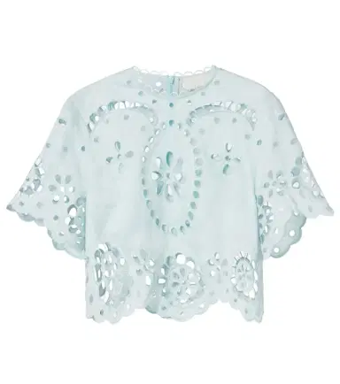 Zimmermann Awaken embroidered linen crop top | Thumbnail 1