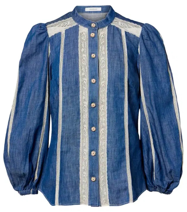 Awaken lace-trimmed denim shirt
