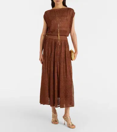 Zimmermann Awaken lamé lace midi skirt | Thumbnail 5