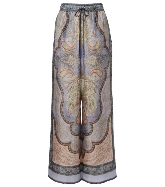 Wanderlust printed silk wide-leg pants