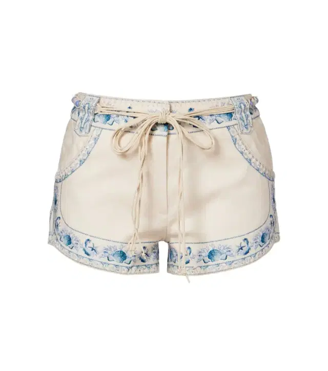 Wanderlust belted floral linen shorts