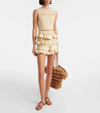 Zimmermann Wanderlust crochet tiered shorts | Thumbnail 2