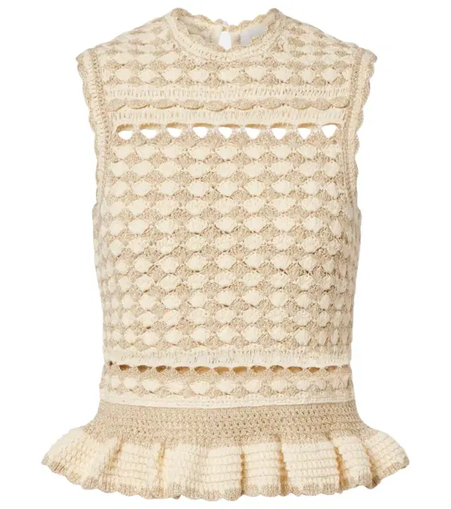 Zimmermann Wanderlust lamé crochet tank top