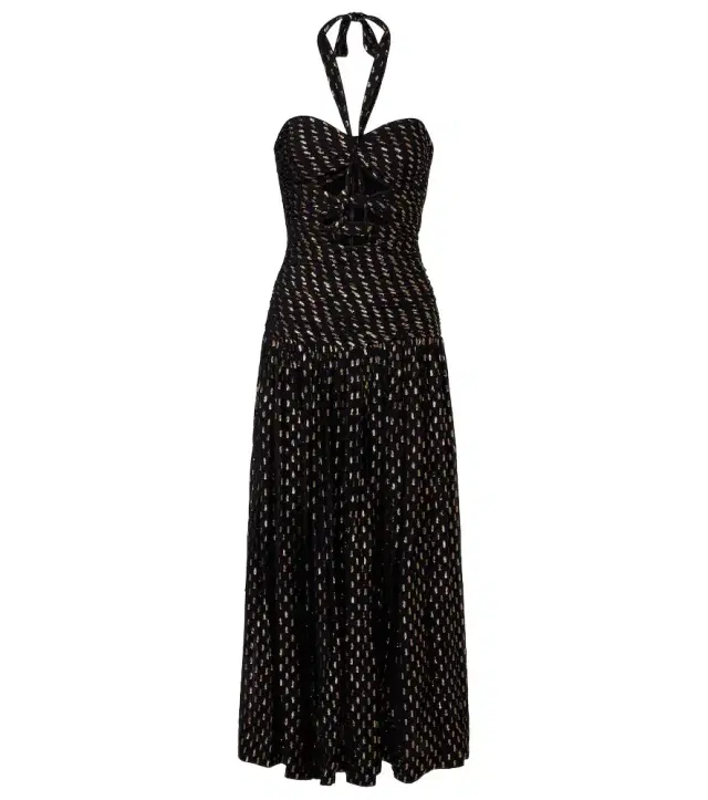 Daylight halterneck lamé midi dress